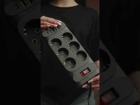 Универсальный сетевой фильтр питания 3 метра на 6 розеток + 4 USB + 2 Type-С удлинитель розеток 2500 Вт с кнопкой переноски - фото 1 - id-p3057994497