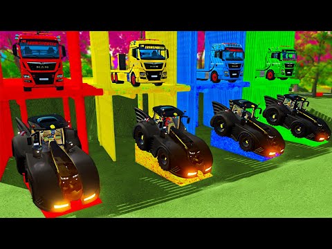 🦇BATMAN TRACTOR & FORD, MERCEDES, BMW, DACIA POLICE with MAN TRUCKS TRANSPORT ! Farming Simulator 22