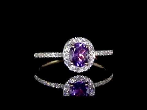 Lady's 14k Rose Gold Amethyst and Diamond Ring