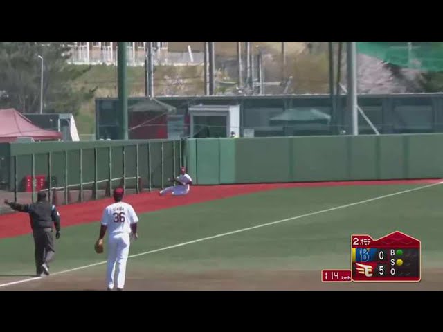 【ファーム】イーグルス・江川 レフト線の打球を好捕!! 2021/4/10 E-DB(ファーム)
