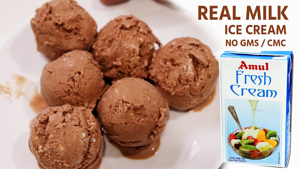 Chocolate Ice Cream Recipe - With Amul Cream - Without GMS/CMC - CookingShooking