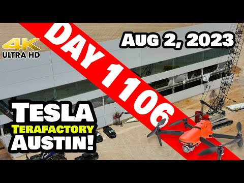 MORE WALLS REMOVED FROM GIGA TEXAS! - Tesla Gigafactory Austin 4K  Day 1106 - 8/2/23 - Tesla Texas