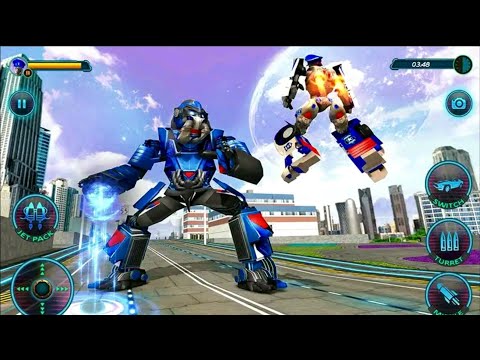 flying police robot game  _ US Police Robot Car Revenge _ android gameplay