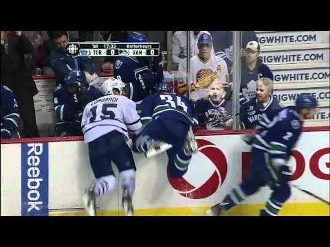 Byron Bitz hits Matthew Lombardi into the bench HD