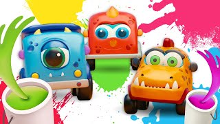 Vamos desenhar com os carrinhos Mocas! Desenho animado infantil dos carrinhos monstrinhos