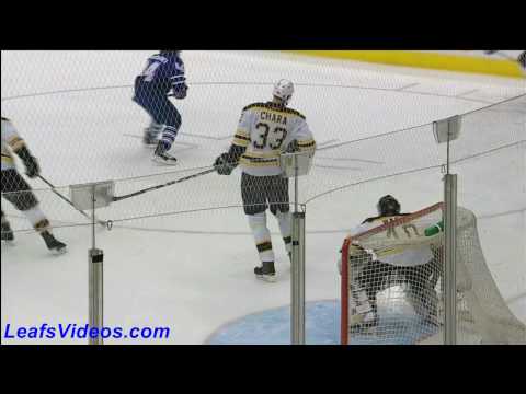 BOS 0 @ TOR 1 - Dion Phaneuf Shot Hurts Zdeno Chara - 100403