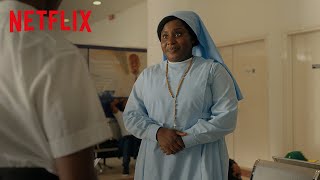 Nun Protasia gracefully shades the airport agent | The Beautiful Game | Netflix