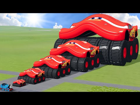 Big & Small Wide Lightning Mcqueen Monster Truck vs Trains Thomas | BeamNG.Drive