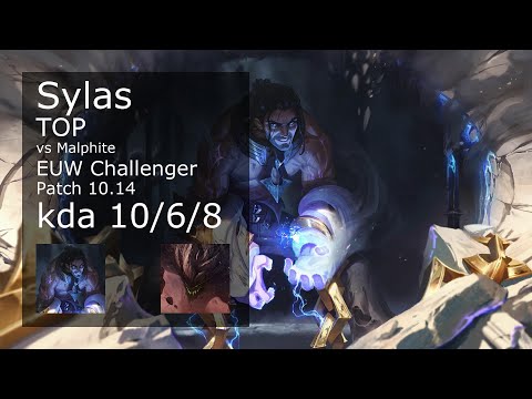 Sylas vs Malphite Top - EUW Challenger 10/6/8 Patch 10.14 Gameplay