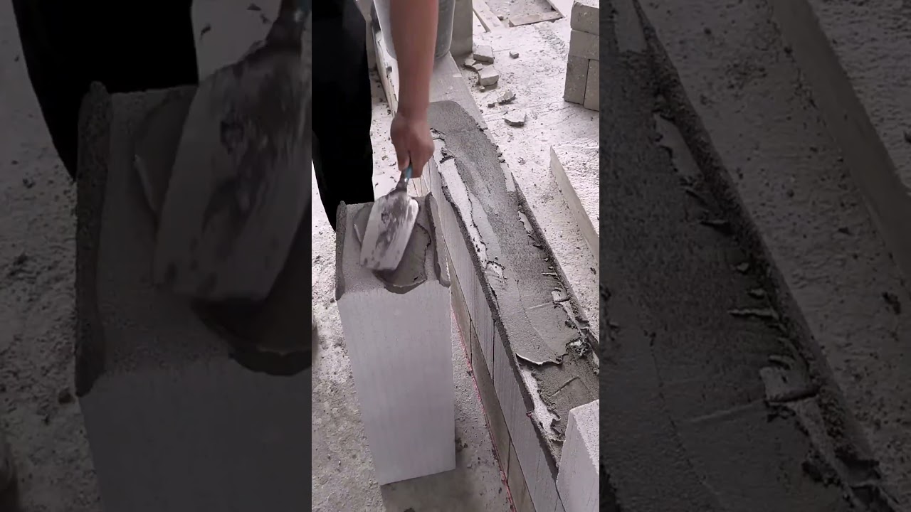 cement block wall installation 🧱 | strong construction process