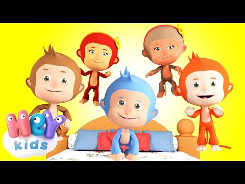 Five Little Monkeys Jumping On The Bed | HeyKids  Nursery Rhymes