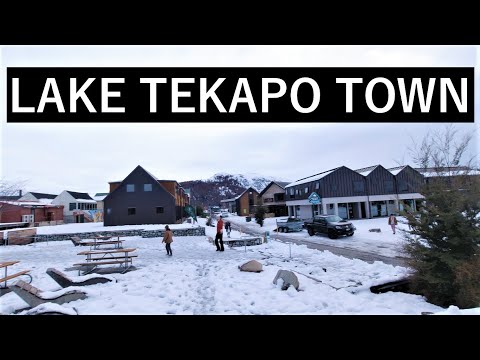 Cidade do Lago Tekapo no inverno 4K