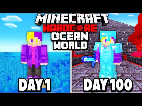 I Survived 100 Days in Hardcore Minecraft in an OCEAN ONLY World - PainDomination