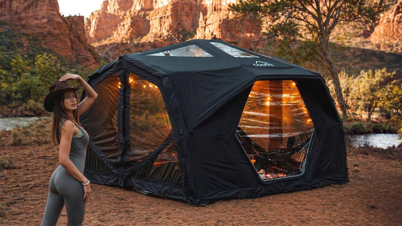CANYON CAMPING WITH A NEW LUXURY INFLATABLE TENT | WHAT WILL I PAINT?