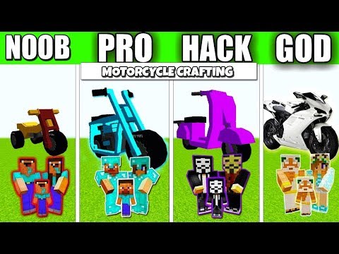Minecraft Battle : MOTORCYCLE FAMILY CRAFTING CHALLENGE - NOOB vs PRO vs HACKER vs GOD Animation