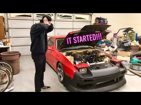400HP RX-7 RACE CAR FIRST START!!