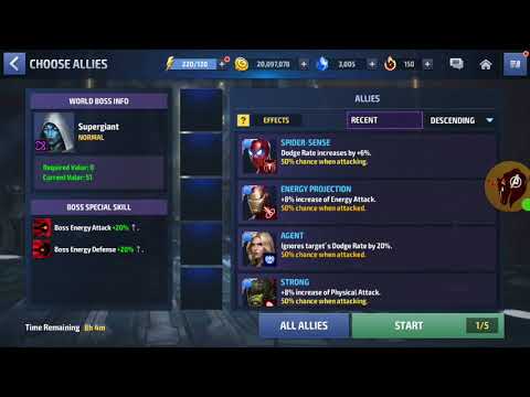 [Marvel Future Fight] Tier-2 Winter Soldier (Infinity War Uniform) Vs Supergiant