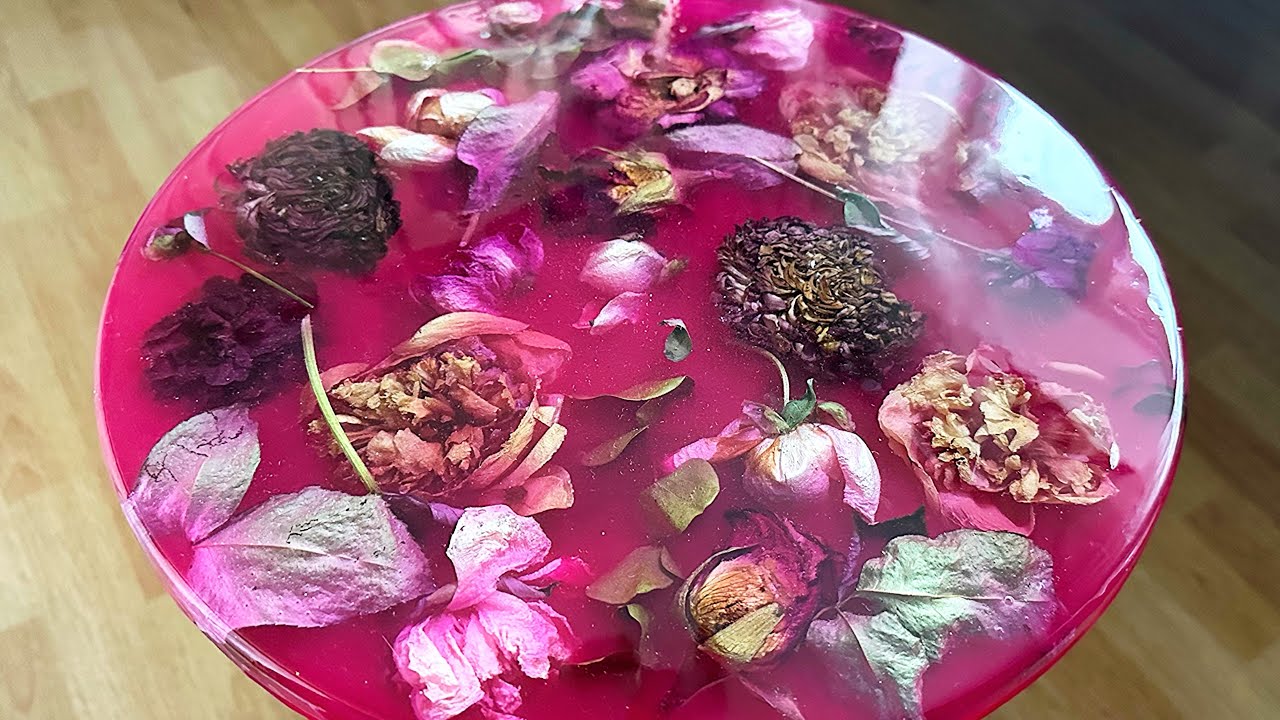 Resin Art Lesson! Amazing Wine TABLE made from FLOWERS and Epoxy Resin.