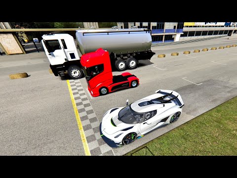 Koenigsegg Jesko vs Scania Truck vs Tank Truck - Top Gear Track