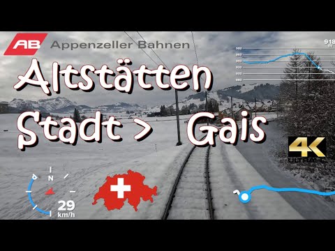 CABRIDE 4K CH 🇨🇭 Altstätten Stadt - Gais S24 / 🧀 Appenzeller Bahnen AB / Switzerland 🛤