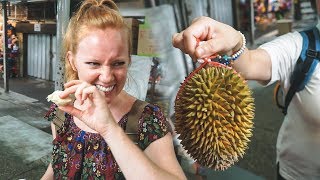 BEST MALAYSIAN FOOD MARKET! + Trying DURIAN for the First Time (Kuala Lumpur)