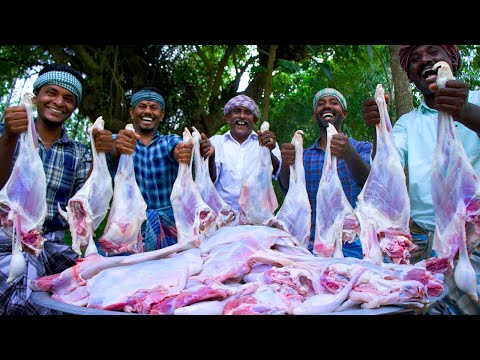 20 GOAT MUTTON LEGS | Full Mutton Leg Fry Recipe Cooking in Village | Fried Mutton Recipes