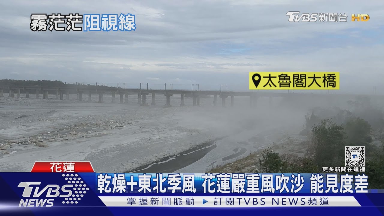 乾燥+東北季風 花蓮嚴重風吹沙 能見度差