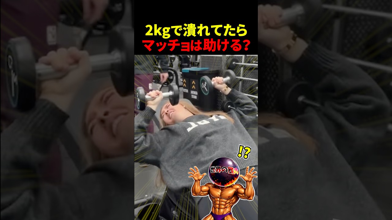 【検証】軽すぎるダンベルで潰れたら補助してもらえるのか【世界の筋肉】