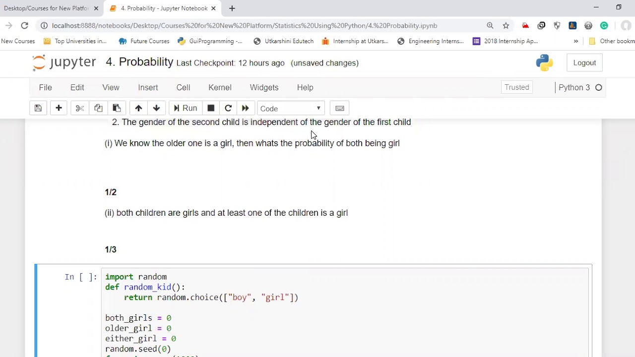 4.1 Probability - Simulation to See Probability in Python