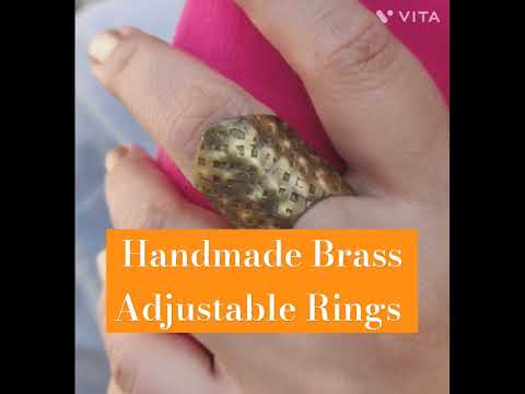 Contemporary brass adjustable size ring for women and girls.