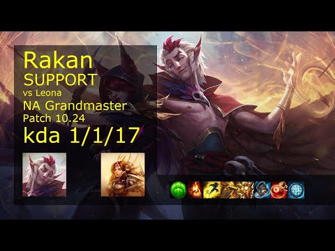 Rakan Support vs Leona - NA Grandmaster 1/1/17 Patch 10.24 Gameplay