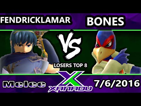 S@X 157 - FendrickLamar (Marth) Vs. Bones (Falco) SSBM Losers Top 8 - Smash Melee