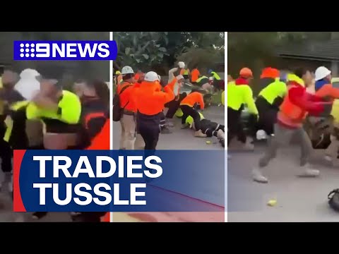 Tradie brawl erupts by Sydney job site | 9 News Australia