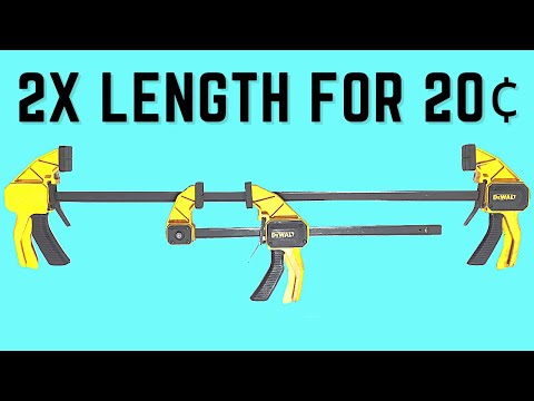 Dewalt Trigger Clamp Extend Hack DIY - Double the length of your quick clamps for 20 cents!