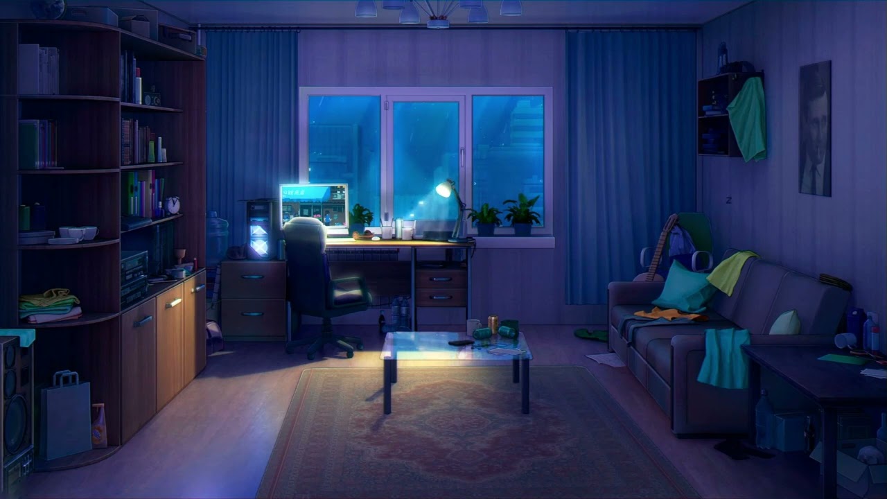 Living Room on a Rainy Night Live Wallpaper