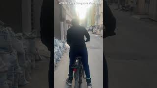 11-year-old learning to cycle