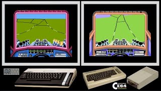 Atari 800 vs C64 : STUNT CAR RACER (Side by side comparison)
