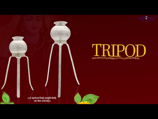 Tripod Stand with Pot for Abhishek of God & Goddess in Pure Silver video