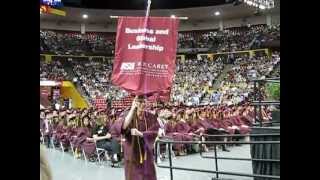 Lisa Jensen Carrying Her Schools Banner at Her ASU Graduation...