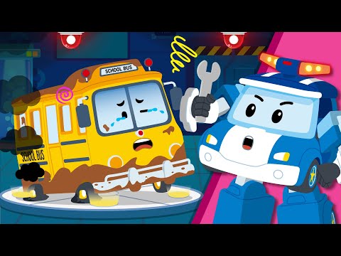 The Tire Burst│🔧POLI's Car Hospital🩺│School B is Broken│POLI Game│School Bus│Robocar POLI TV