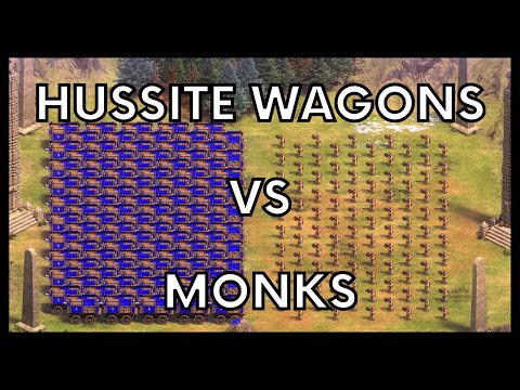 AGE OF EMPIRES II: 100 ELITE HUSSITE WAGONS VS 100 MONKS