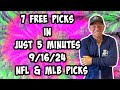 NFL, MLB Best Bets for Today Picks & Predictions Monday 9/16/24 | 7 Picks in 5 Minutes