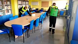 La UME realiza trabajos de desinfección en el centro de Salud de Guijuelo