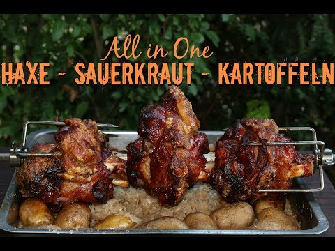Haxen vom Grill mit Sauerkraut und Kartoffeln - All in One Gericht