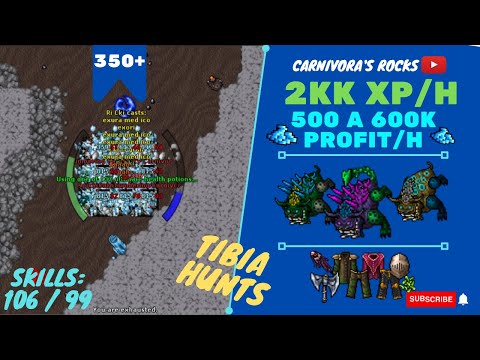 PROFIT EK SOLO 350+ 500K A 600K PROFIT/H + 2KK XP/H - TIBIA HUNT - CARNIVORA'S ROCKS