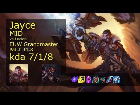Jayce Mid vs Lucian - EUW Grandmaster 7/1/8 Patch 11.8 Gameplay