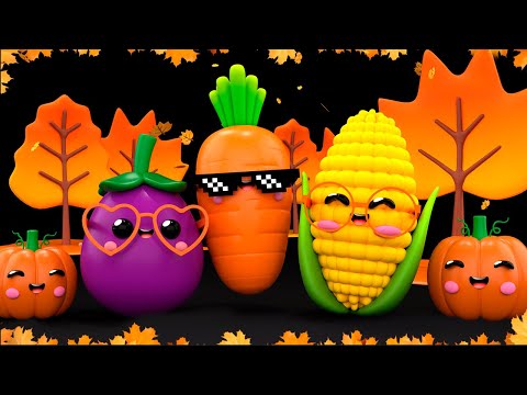 🍁Dancing Fruit in AUTUMN 🍁🍂🎃🌰🥕🧡 Sensory Video with Relax Music!