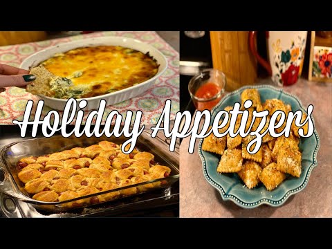 HOLIDAY APPETIZERS|Bacon Spinach Dip, Glazed Pigs in a Blanket, & Fried Ravioli!