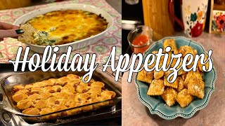 HOLIDAY APPETIZERS|Bacon Spinach Dip, Glazed Pigs in a Blanket, & Fried Ravioli!