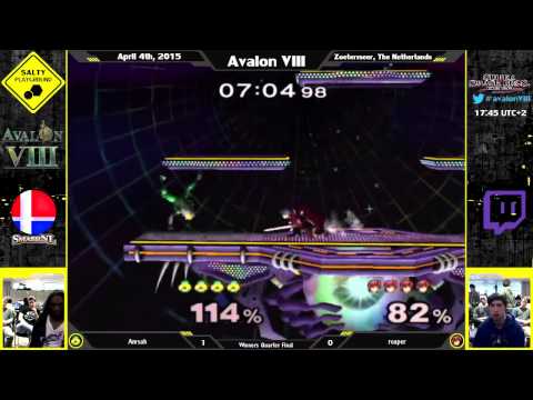 Avalon VIII - Amsah (Sheik) Vs reaper (Marth, Falco) - SSBM Singles Winners Quarter Final